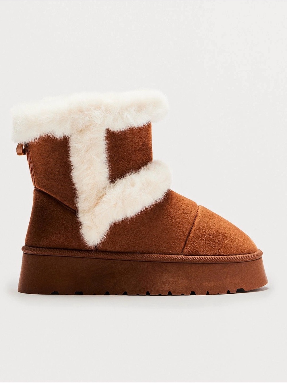 Women's Icebox Faux-Fur Winter Booties with Cream Fur Trim - Chestnut 7.5